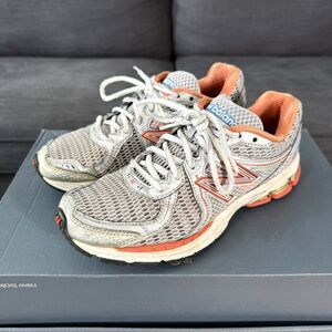 New Balance 860v2 Silver Orange Mesh Running Shoes W860RB2 Women’s Size 7.5